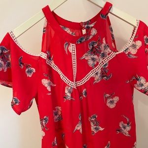 floral cold shoulder blouse